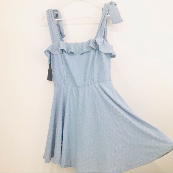 White Birch Pastel Blue You Can Count In It Mini Dress- NEW - Picture 1 of 12